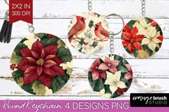 Poinsettia Keychain PNG - Christmas Keychain Sublimation Product Image 1