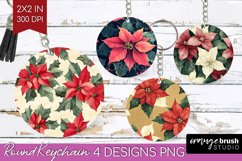 Poinsettia Keychain PNG - Christmas Keychain Sublimation Product Image 1
