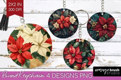 Poinsettia Keychain PNG - Christmas Keychain Sublimation Product Image 1