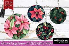 Poinsettia Keychain PNG - Christmas Keychain Sublimation Product Image 1