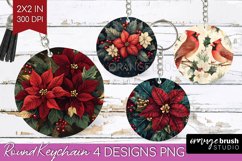 Poinsettia Keychain PNG - Christmas Keychain Sublimation Product Image 1