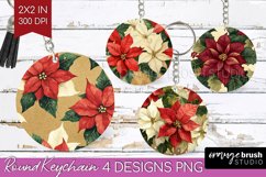 Poinsettia Keychain PNG - Christmas Keychain Sublimation Product Image 1