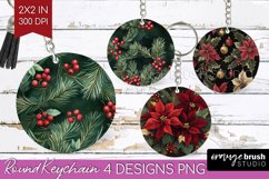 Poinsettia Keychain PNG - Christmas Keychain Sublimation Product Image 1