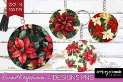 Poinsettia Keychain PNG - Christmas Keychain Sublimation Product Image 1
