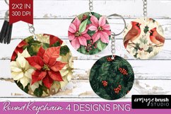Poinsettia Keychain PNG - Christmas Keychain Sublimation Product Image 1