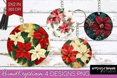 Poinsettia Keychain PNG - Christmas Keychain Sublimation Product Image 1