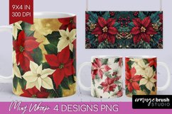Poinsettia Mug Wrap - Christmas Mug PNG Sublimation Product Image 1