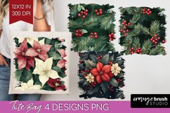 Poinsettia Tote Bag - Christmas Tote Bag PNG Sublimation Product Image 1