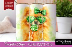 Pomeranian St. Patricks Day Dog Tumbler Wrap Dog Tumbler PNG Product Image 1