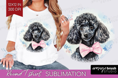 Poodle Dog Round Tshirt Background Blue Toile PNG Product Image 1