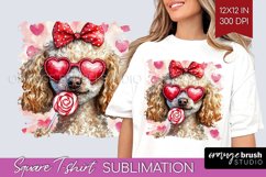Poodle Valentine Square Tshirt Background Valentines Day PNG Product Image 1