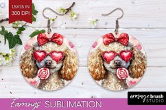 Poodle Valentine Round Earrings Valentines Day PNG Product Image 1