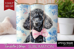Poodle Dog Tumbler Wrap Blue Toile Tumbler PNG Sublimation Product Image 1
