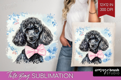 Poodle Dog Tote Bag Blue Toile Tote Bag PNG Sublimation Product Image 1