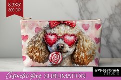 Poodle Valentine Cosmetic Bag Valentines Day Makeup Bag PNG Product Image 1