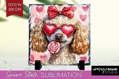 Poodle Valentine Slate PNG Valentines Day Square Slate Product Image 1
