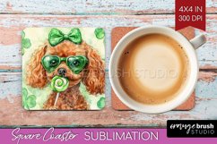 Poodle St. Patricks Day Dog Square Coaster Dog Coaster PNG Product Image 1