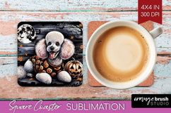 Poodle Dog Square Coaster Halloween Coaster PNG Sublimation Product Image 1