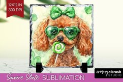 Poodle St. Patricks Day Dog Slate PNG Dog Square Slate Product Image 1