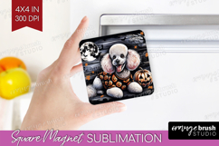 Poodle Dog Magnet Sublimation Halloween Square Magnet PNG Product Image 1