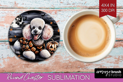Poodle Dog Round Coaster Halloween Coaster PNG Sublimation Product Image 1