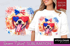 Poodle Dog Square Tshirt Background 4th Of July PNG Product Image 1