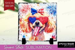 Poodle Dog Slate PNG 4th Of July Square Slate Sublimation Product Image 1