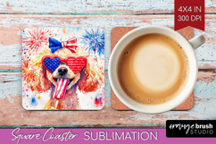 Poodle Dog Square Coaster 4th Of July Coaster PNG Product Image 1
