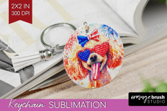 Poodle Dog Keychain PNG 4th Of July Keychain Sublimation Product Image 1
