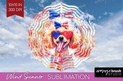 Poodle Dog Wind Spinner Sublimation PNG 4th Of July Round Product Image 1