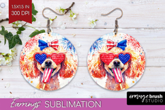 Poodle Dog Round Earrings 4th Of July PNG Sublimation Product Image 1