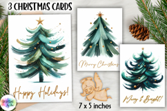 Christmas Tree Greeting Cards, Abstract Christmas Tree Print Product Image 1