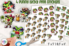 Funny Lucky Frog Stickers, St Patrick’s Day Cartoon Frog PNG Product Image 1