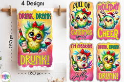 Funny Christmas Kitchen Towel, Christmas Bird, Wine Lover Product Image 3