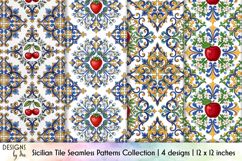 Sicilian Tile Seamless Patterns, Mediterranean Fruits Print Product Image 1