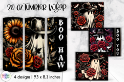 Halloween Western Spooky Tumbler Wrap, Cowboy Ghost Tumbler Product Image 1