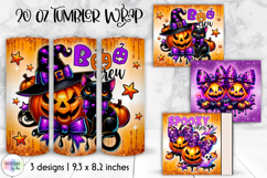 Halloween Tumbler Wraps, Boo Crew Pumpkin Skinny Tumbler Product Image 1