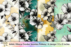 Hibiscus Seamless Patterns, Artistic Floral Surface Design Product Image 1
