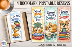 Corgi Reading Bookmarks, Cute Dog Printable Bookmark Design Product Image 1