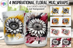 Inspirational Floral Mug Wraps, Artistic 15oz Mug Design Product Image 1