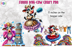 Funny Diva Cow PNG Clipart, Glamorous Cow Sublimation Product Image 1
