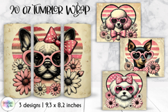 Dog Lover Tumbler Wraps, Vintage Valentine Tumbler Design Product Image 1