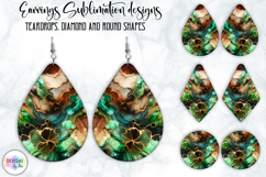 Earrings Sublimation Designs, Liquid Art, Fluid Art and Wood Product Image 1