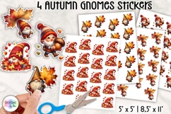 Autumn Gnome Stickers, Cute Fall Harvest Pumpkin and Leaves Product Image 1