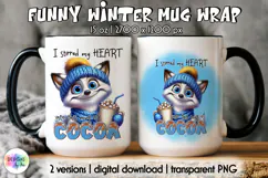 Cute Winter Animals Mag Wrap, Hot Cocoa Mug Wrap PNG Product Image 1