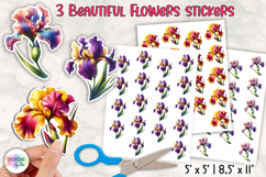 Floral Stickers | Iris Flowers Sticker | Elegant Flowers PNG Product Image 1