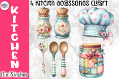 Vintage Kitchen Accessories Clipart, Retro Cooking &amp; Baking Product Image 1