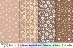 Terracotta Daisy Seamless Patterns, Boho Floral Neutral PNG Product Image 1