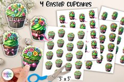 Easter Cupcake Stickers, Printable Easter Stickers, Seasonal Product Image 1