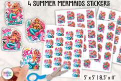 Summer Mermaid Stickers PNG, Tropical Planner Stickers Product Image 1